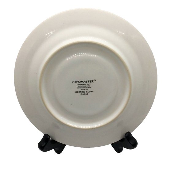 2 Vitromaster 6 3/8" Saucer Plates Stoneware 1993 Morning Glory Pattern - Picture 4 of 5